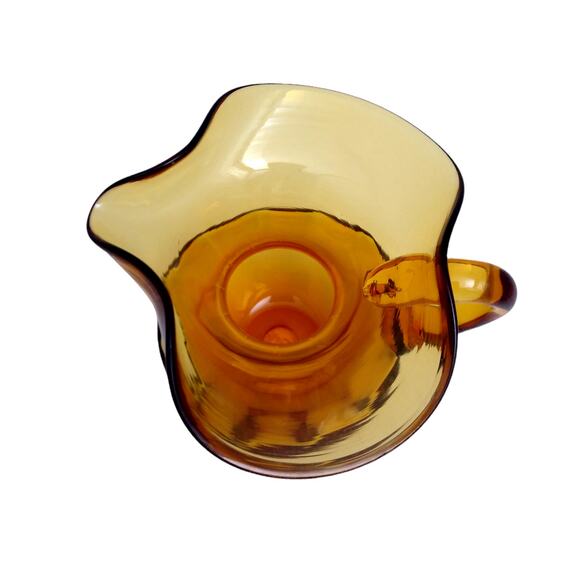 Rainbow Glass Hand Blown Amber Small Pitcher - Picture 5 of 6